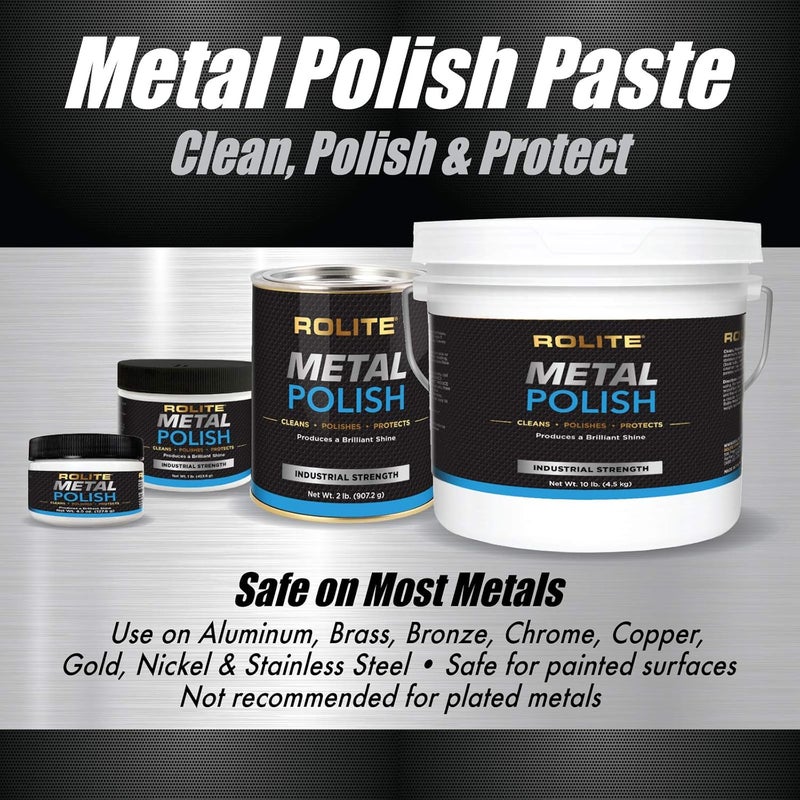 Rolite Metal Polish Paste, 4.5 oz, Industrial Strength Scratch Remover & Cleaner for Aluminum, Chrome, Stainless Steel, Restores Shine to All Metals, Heavy-Duty Polishing Paste - Image 2